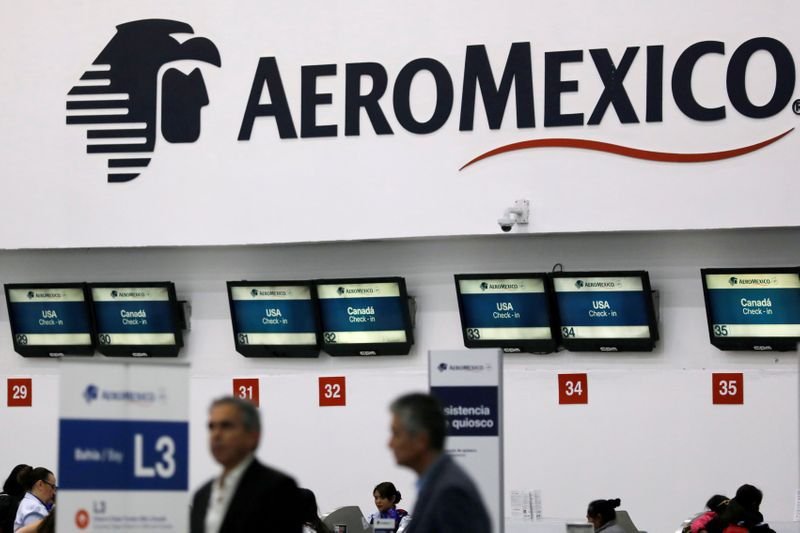 FOTO DE ARCHIVO: Se muestra logotipo de Aeroméxico dentro del aeropuerto internacional Benito Juárez en la Ciudad de México, 31 de julio 2018. REUTERS/Carlos Jasso/