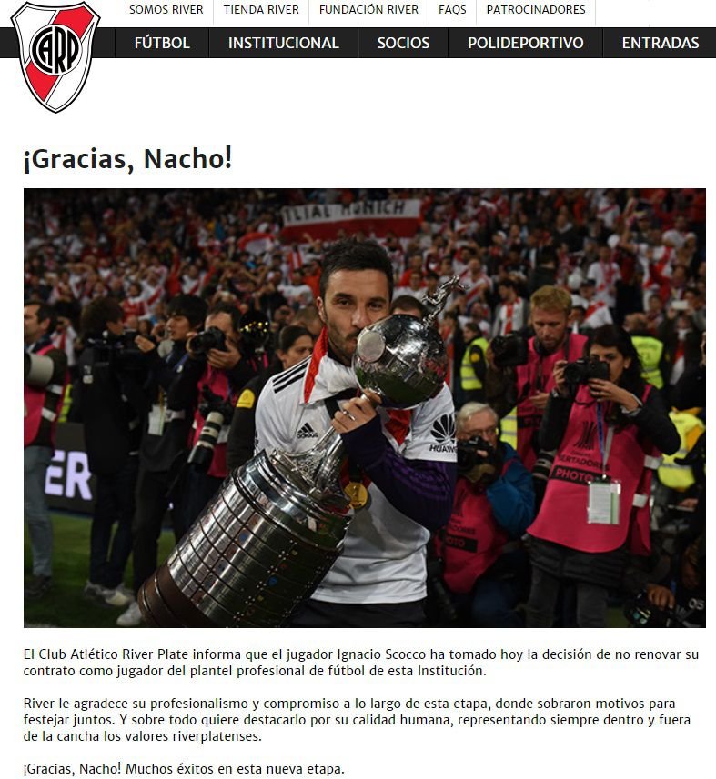 Comunicado River scocco
