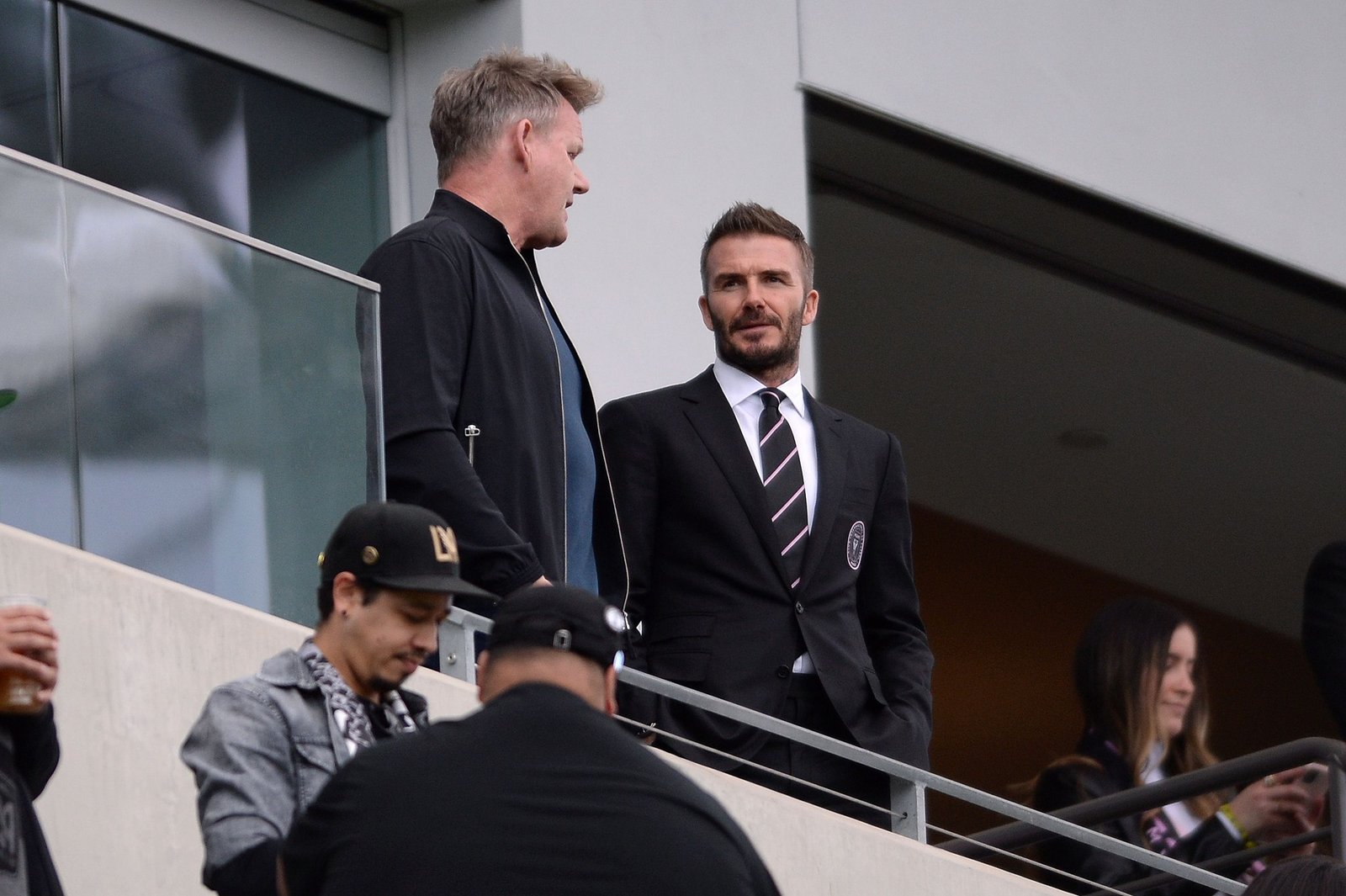 David Beckham junto al chef Gordon Ramsay en la previa de un encuentro entre Los Angeles FC y el Inter de Miami (USA TODAY Sports)