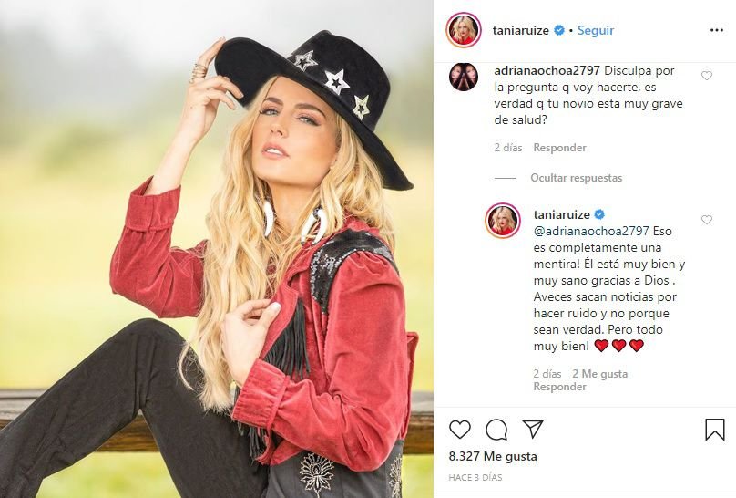 La modelo responde en ocasiones a los seguidores que preguntan sobre su relación con Peña Nieto (Foto: Instagram/@taniaruize)
