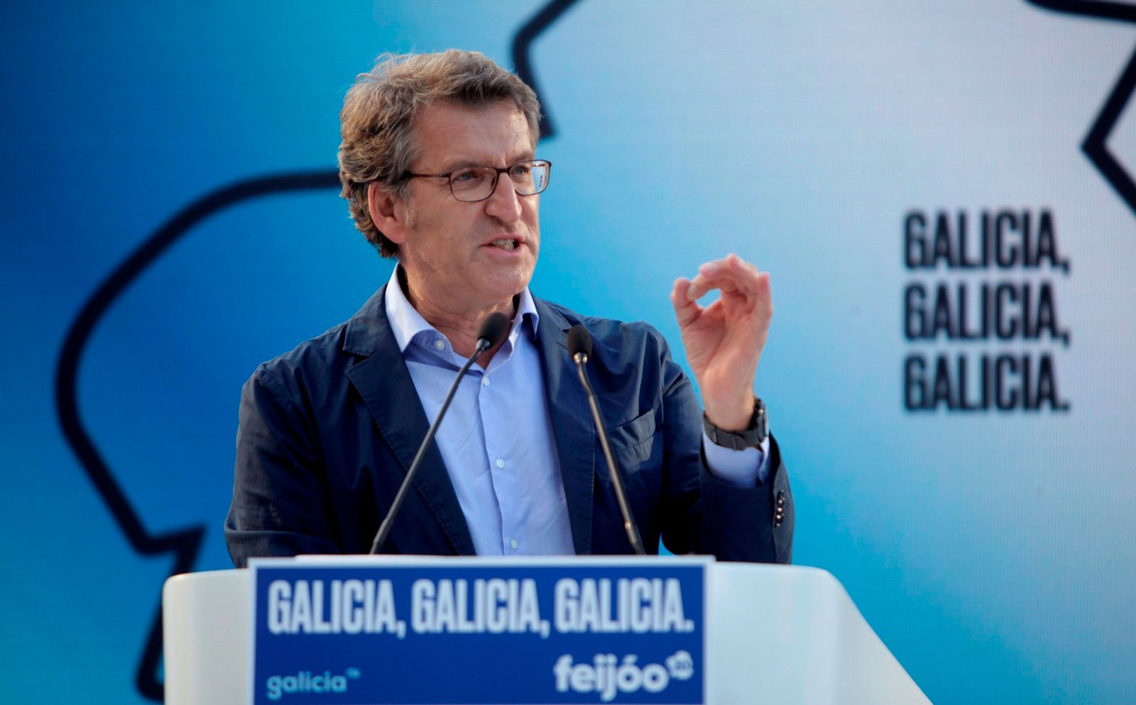 El presidente de la Xunta y candidato a la reelección, Alberto Núñez Feijóo, ha cerrado este viernes la campaña electoral con un mitin en A Coruña. EFE/Cabalar