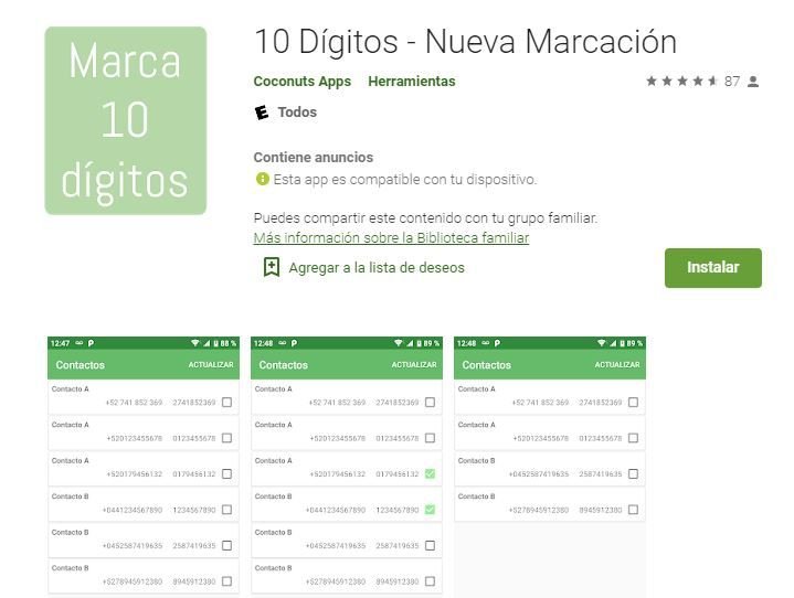 apps 10 digitos contactos