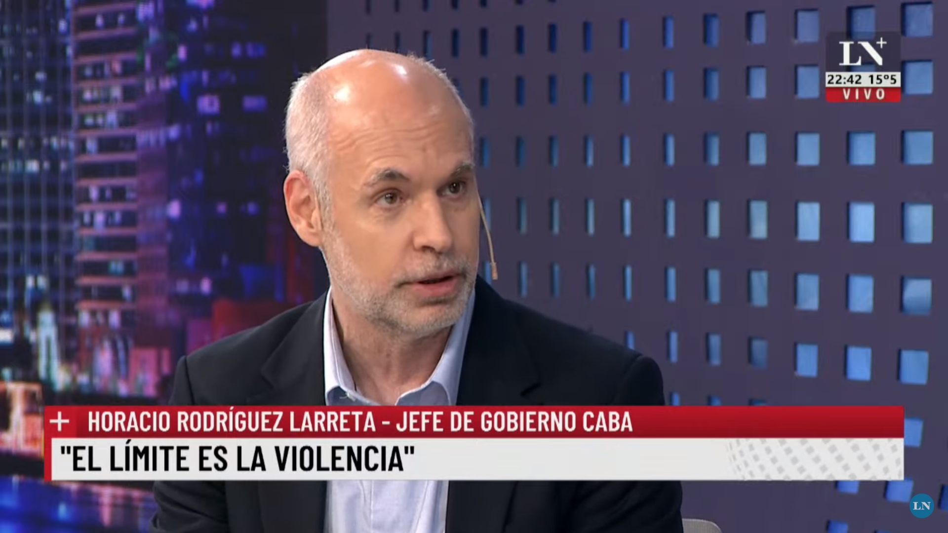 Horacio Rodríguez Larreta anoche, en La Nación +. (Captura de video)