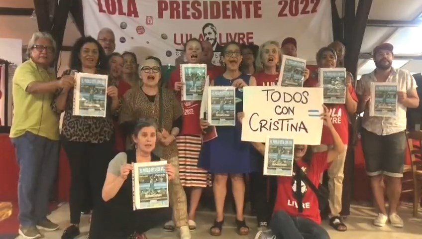 Una de las convocatorias de Argentinos para la Victoria en Europa, en este caso, en Suiza. (Captura de video)