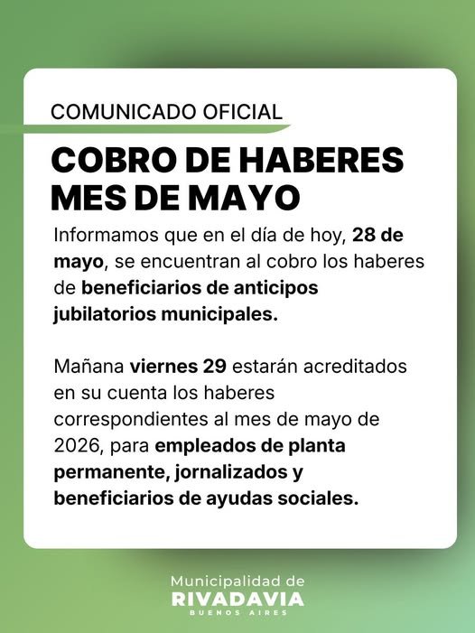 El Municipio informó el cronograma de pago de haberes de mayo - Master News