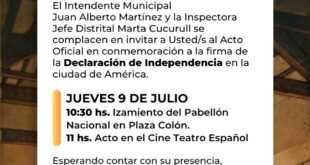 Rivadavia conmemorará el Día de la Independencia con un acto oficial en América