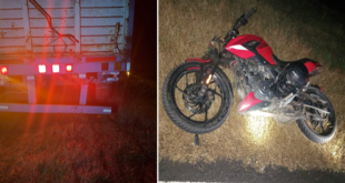 Investigan un accidente entre una moto y un camión en González Moreno: un menor resultó herido