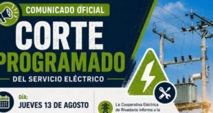 Corte programado de energía afectará a tres sectores de Rivadavia