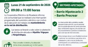 Corte de luz programado para el lunes 21 de septiembre en dos barrios de América