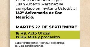 San Mauricio celebra su 142° aniversario con acto oficial, misa y procesión