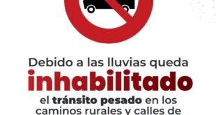 Por las lluvias, queda inhabilitado el tránsito pesado en los caminos rurales y de tierra