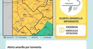 Alerta amarilla por tormentas para Rivadavia y la región: se esperan lluvias intensas, ráfagas y ocasional granizo