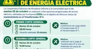 Anuncian dos cortes programados de energía eléctrica en América para este martes